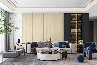 黑河轻奢风格-客厅